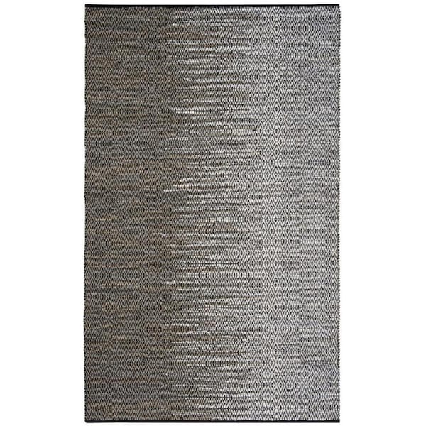Flowers First 5 x 8 ft. Vintage Leather Hand Woven Rug, Light Grey & Grey - Medium Rectangle FL1885077 - main